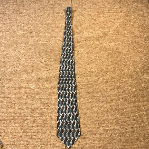 Fabio Fazio Silk Tie Italy Geometric Diamond Pattern Luxury Menswear - Picture 8 of 10